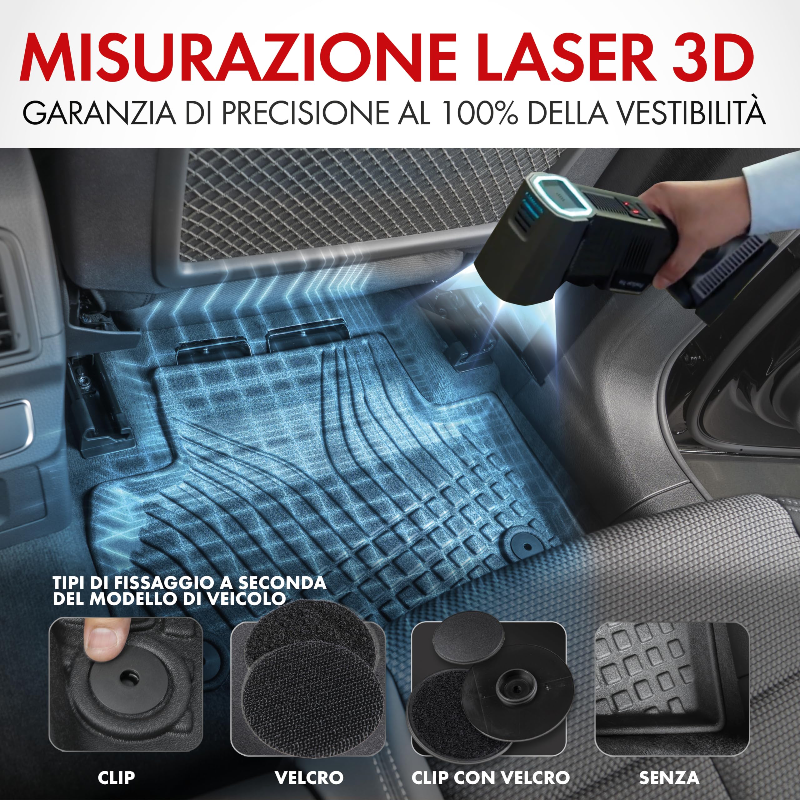 WALSER tappetini premium per auto compatibili con Audi A4 B9/Allroad B9/Avant B9 2015-2024, A5 Sportback 2016-Oggi, tappetini in gomma per auto 100% su misura - made in EU