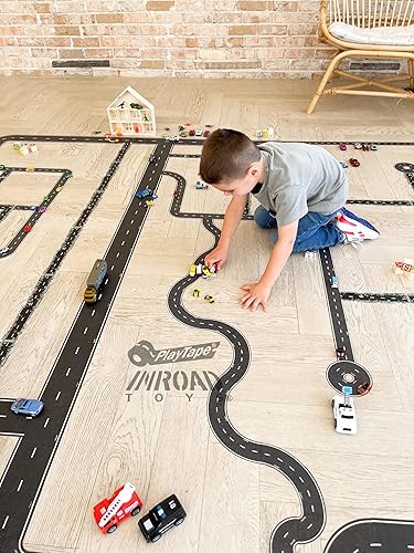 Miniatura 4 de Cinta negra de 30 x 4 pulgadas cinta negra de auto ideal para niños rollo de pegatinas para sets de carros y trenes se pega al piso y las paredes se