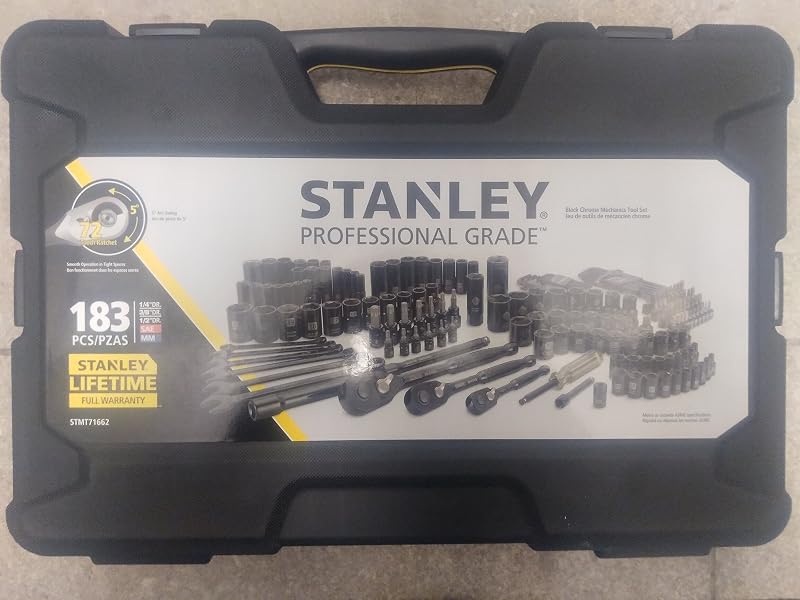 Professional Grade Black Chrome Socket Set with 183 pieces