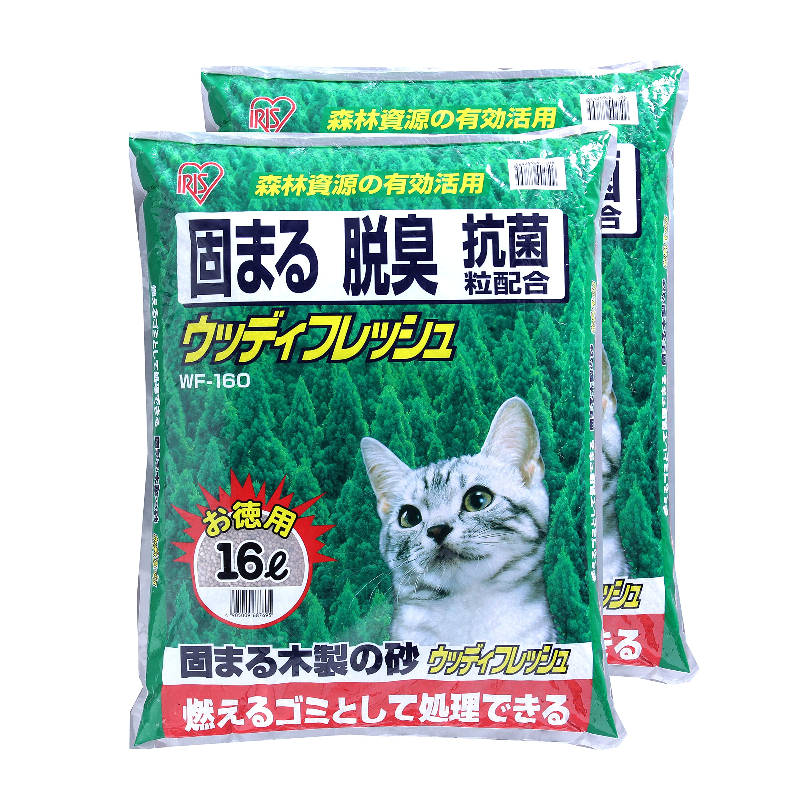 アイリスオーヤマ 猫砂 ウッディフレッシュ 16L×2袋 固まる 猫 トイレ 砂 (まとめ買い)