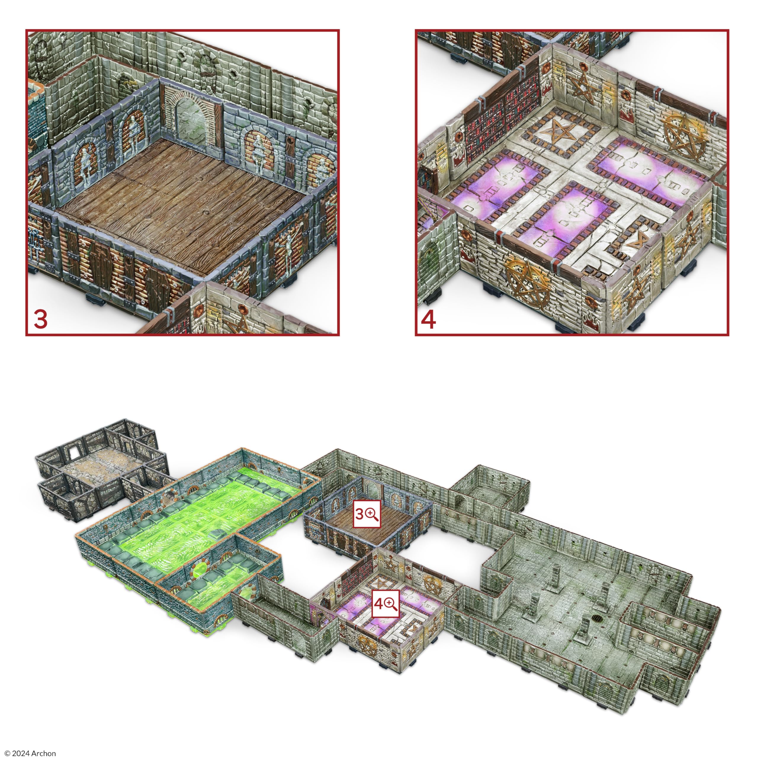 Dungeons & Lasers Undercity Hideout Terrain zestaw do gier RPG DND i stołowych - 5E kompatybilny z miniaturami w skali 28 mm - 32 mm - modułowa konstrukcja do szybkiego montażu - niemalowany