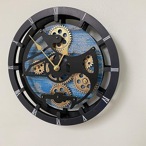 Vista 23 de ImprovingLife The Gears Reloj de escritorio de 10 pulgadas con engranajes móviles reales convertibles en reloj de pared (gris carbón)