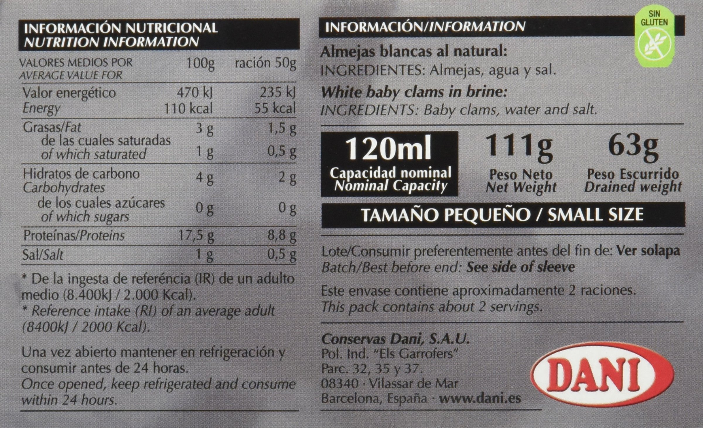 Almejas Blancas Al Natural 63 g Pack de 24