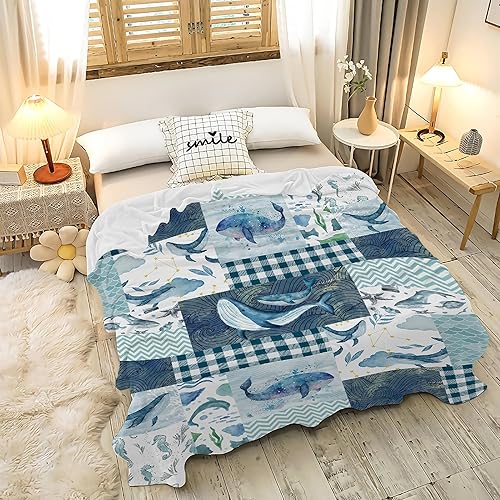 Miniatura 10 de Manta de regalo de franela de vellón de tortugas marinas, manta ligera y suave bonita y acogedora para cama, sofá, viajes al aire libre, 40 x 50