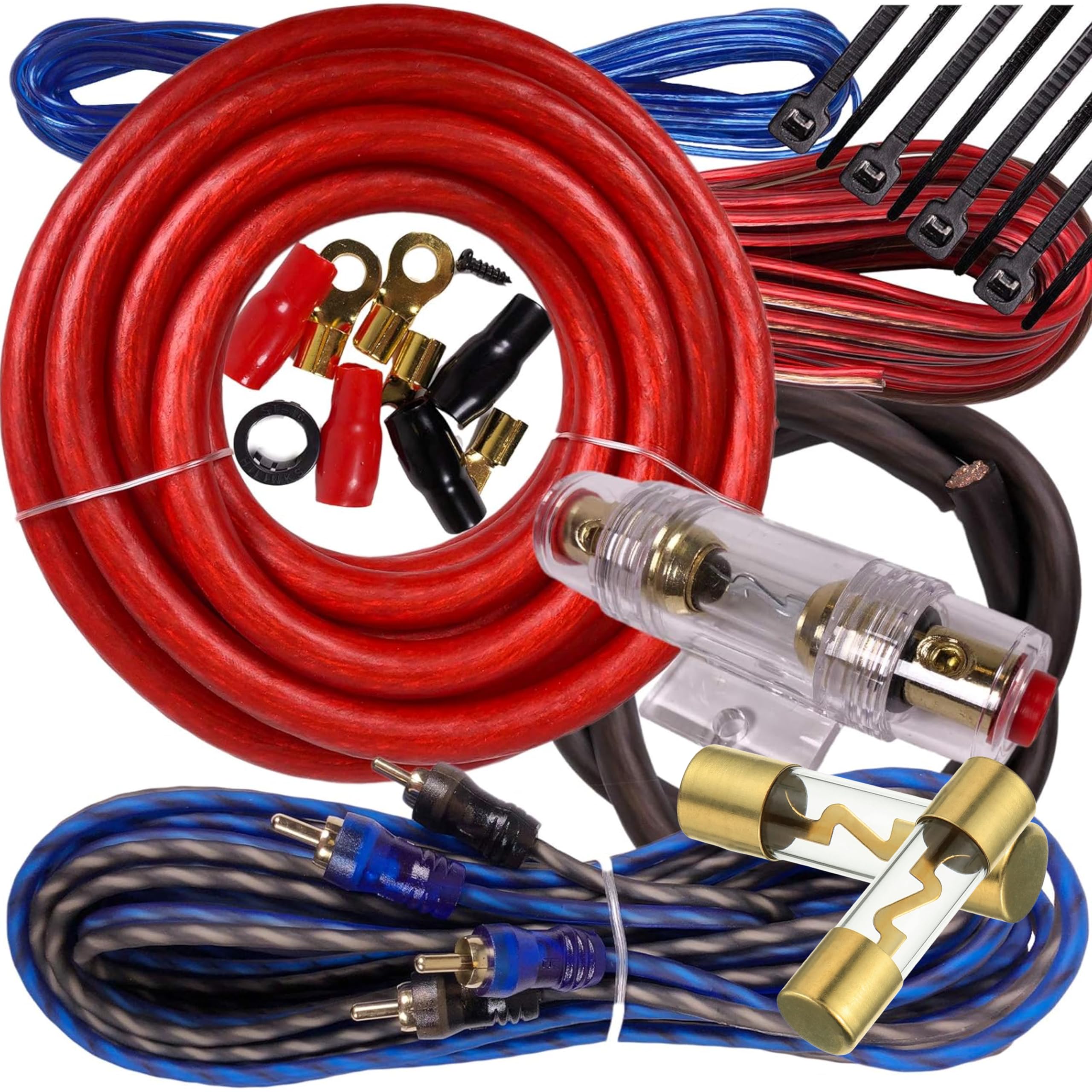 Complete 2500W Gravity 4 Gauge Amplifier Installation Wiring Kit Amp Pk2 4 Ga Red - for Installer and DIY Hobbyist - Perfect for Car/Truck/Motorcycle/Rv/ATV, 2500W / RED