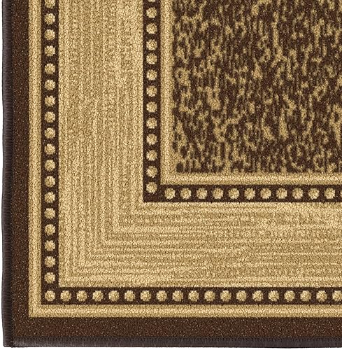 Miniatura 8 de Ottomanson Ottohome - Alfombra antideslizante de goma con diseño de bordes de 3 x 5 pies, 3 pies 3 pulgadas x 5 pies, color marrón