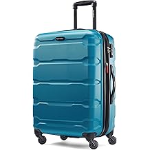 Omni PC Hardside Expandable Luggage with Spinner Wheels, Caribbean Blue, Checked-Medium 24-Inch
