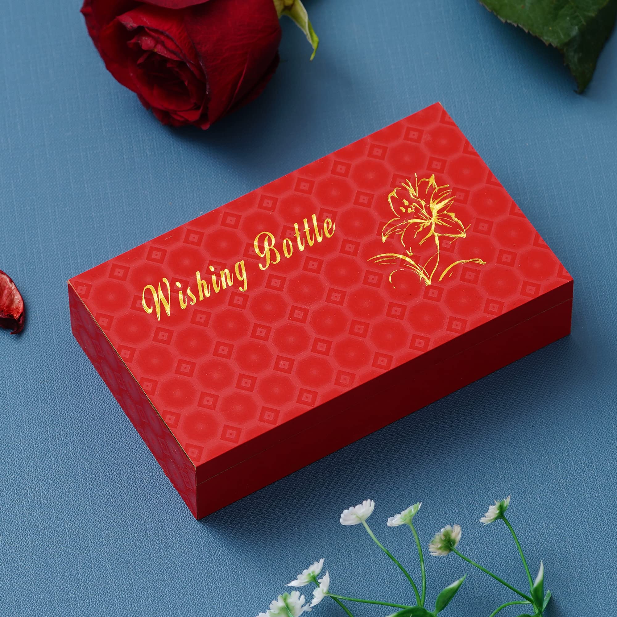 eCraftIndia Red Message Bottle Wooden Box Set
