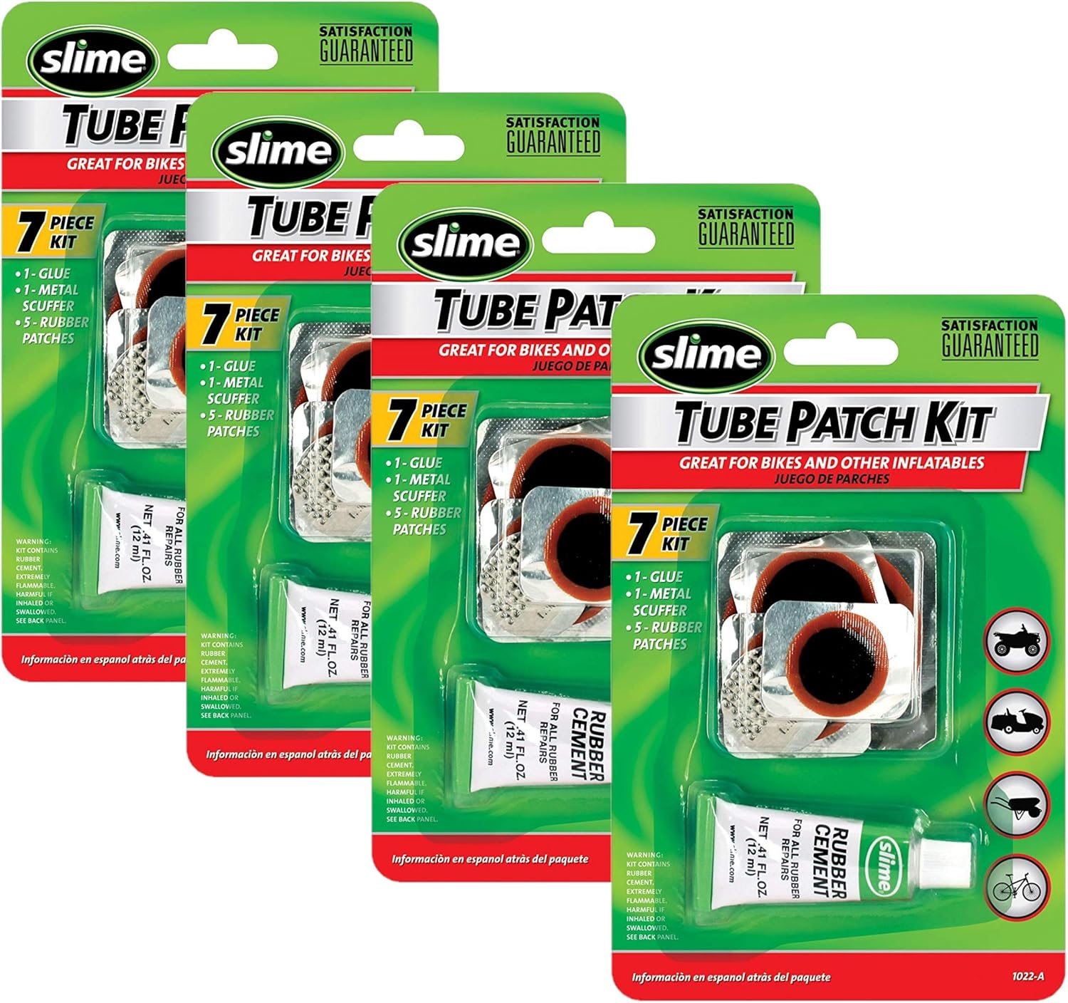 Slime 1022A Rubber Tube Patch Kit With Glue, Pack of 4