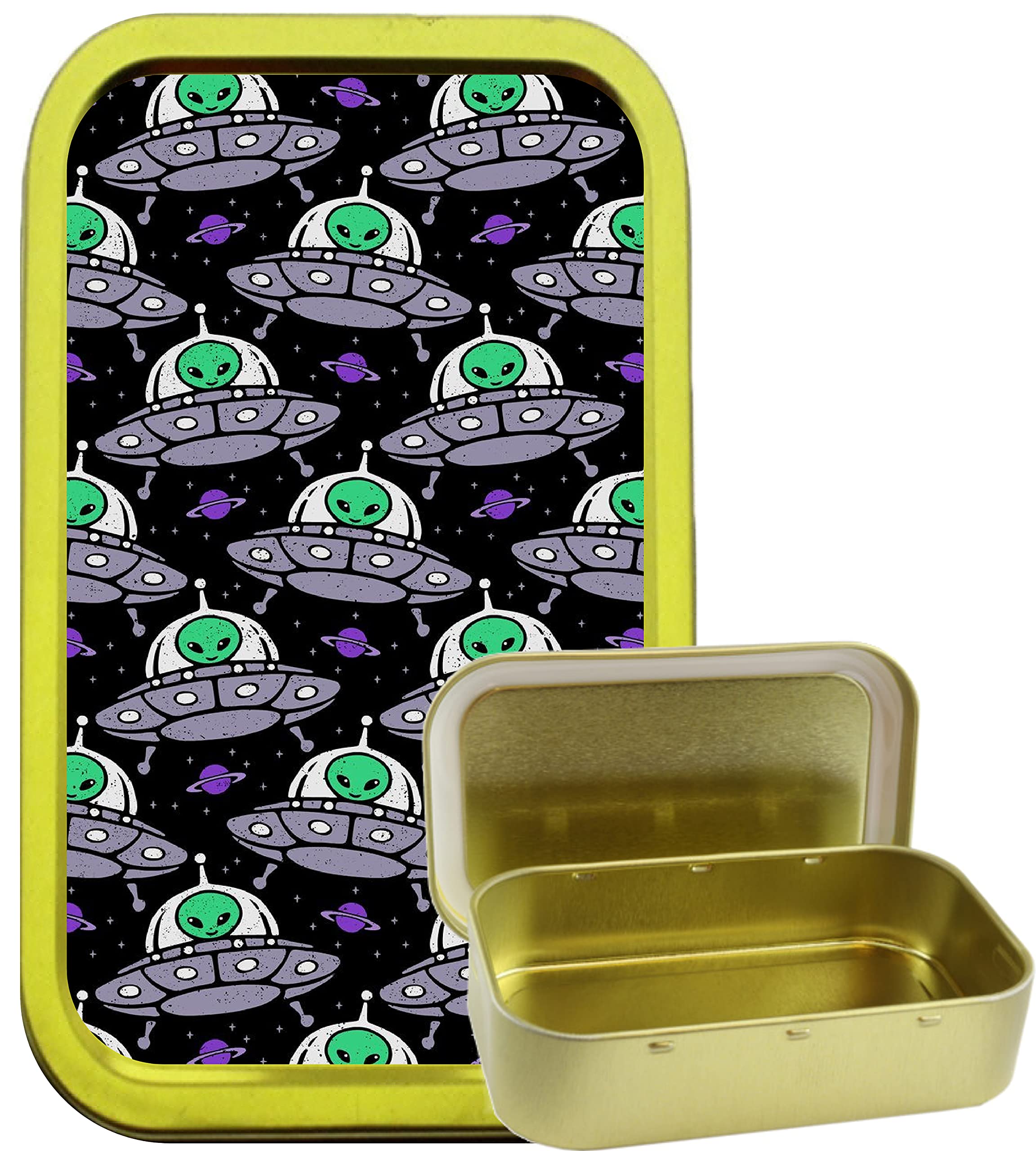 Teez Men's Gold Little Green 1Oz Tobacco Tin,Baccy Tin, Pill Tin, Pocket Tin