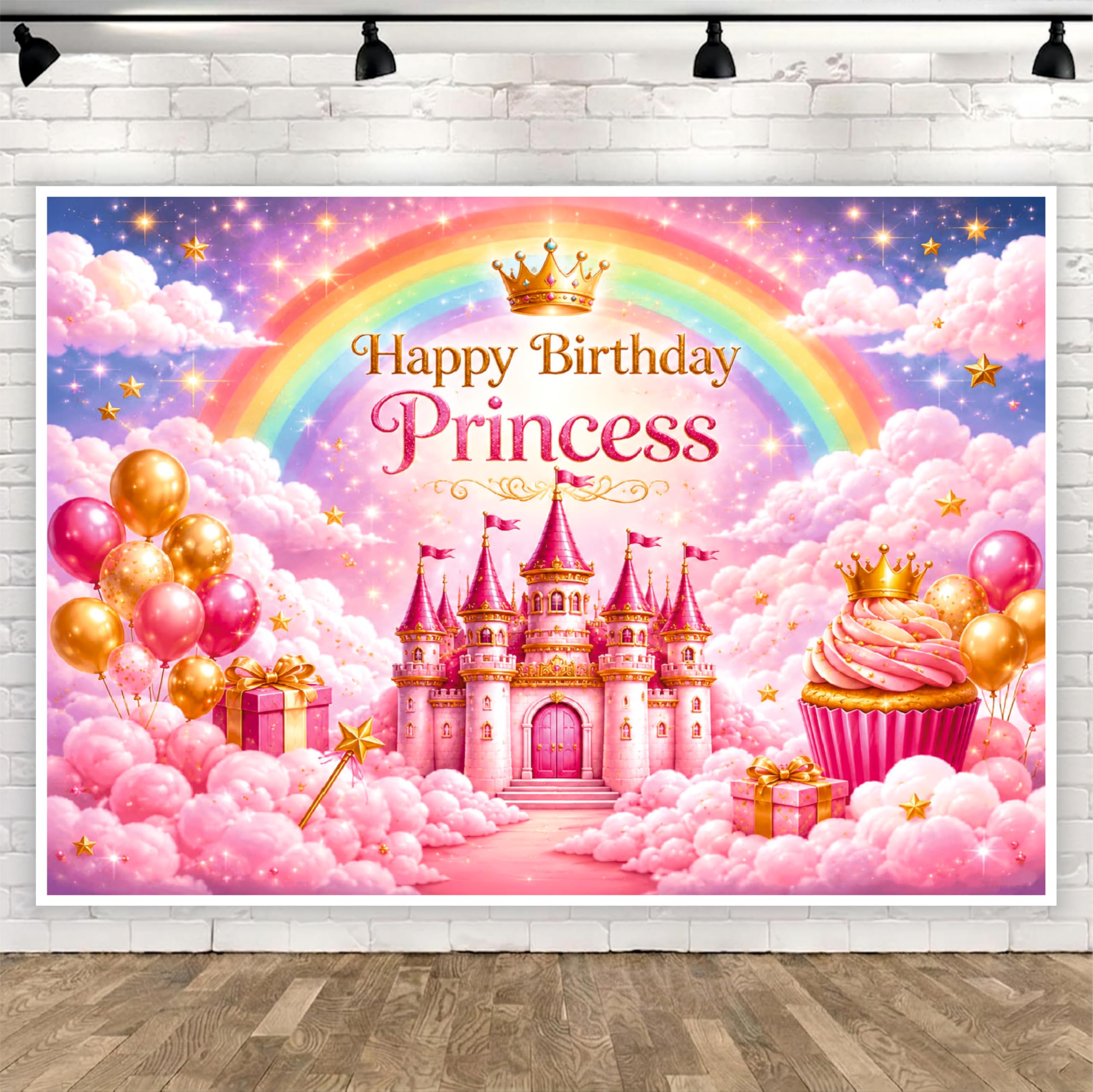 Princess Theme Happy Birthday Backdrop for Decoration 8x5 Ft, Birthday Background Banner Cloth for Kids, Boys & Girls, Party Photo Booth Backdrop, Reusable Fabric Banner for Cake Table Decoration-picture-15