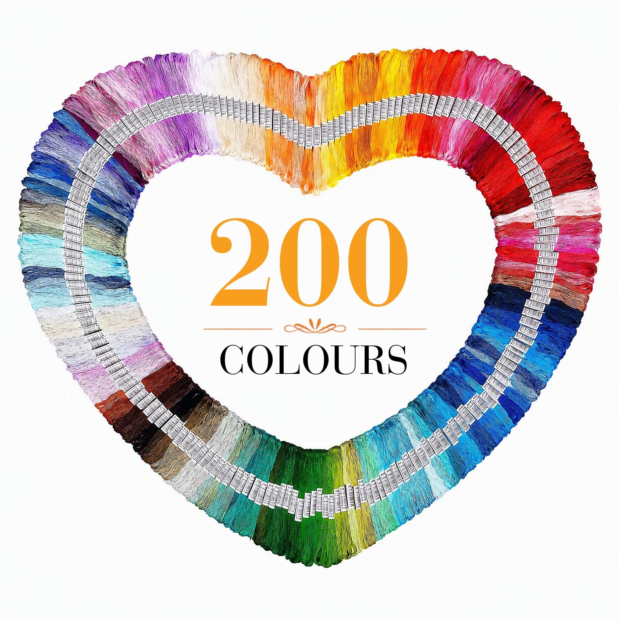 200 Colours Embroidery Threads, Cotton Cross Stitch Embroidery Floss