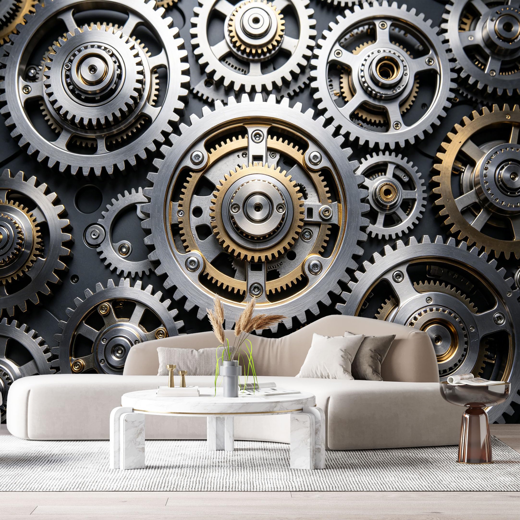Custom Size Wall Murals Industrial Mechanical Gears Steampunk Metal Texture Abstract SelfAdhesive Wall Fabric Removable Large Wallpaper for Photo Living Room