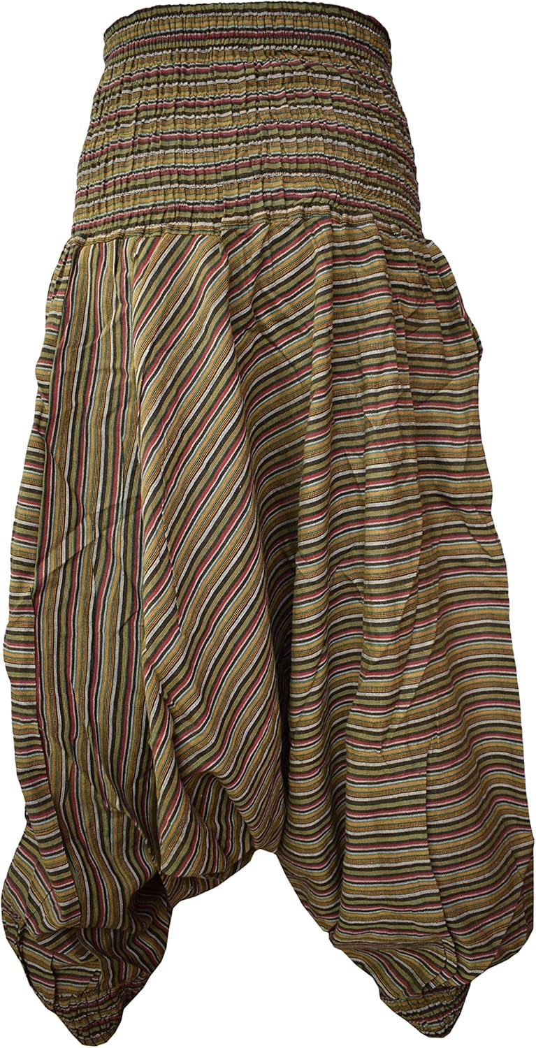 Gheri Womens Hippie Striped Low Crotch Aladdin Harem Yoga Trousers