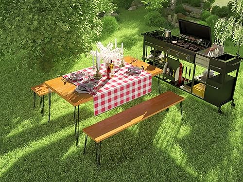 Miniatura 8 de ROTHLEY Patas de mesa de horquilla de 28 pulgadas, 3 varillas sólidas de metal para mesa, juego de 4 patas de escritorio resistentes con protectores