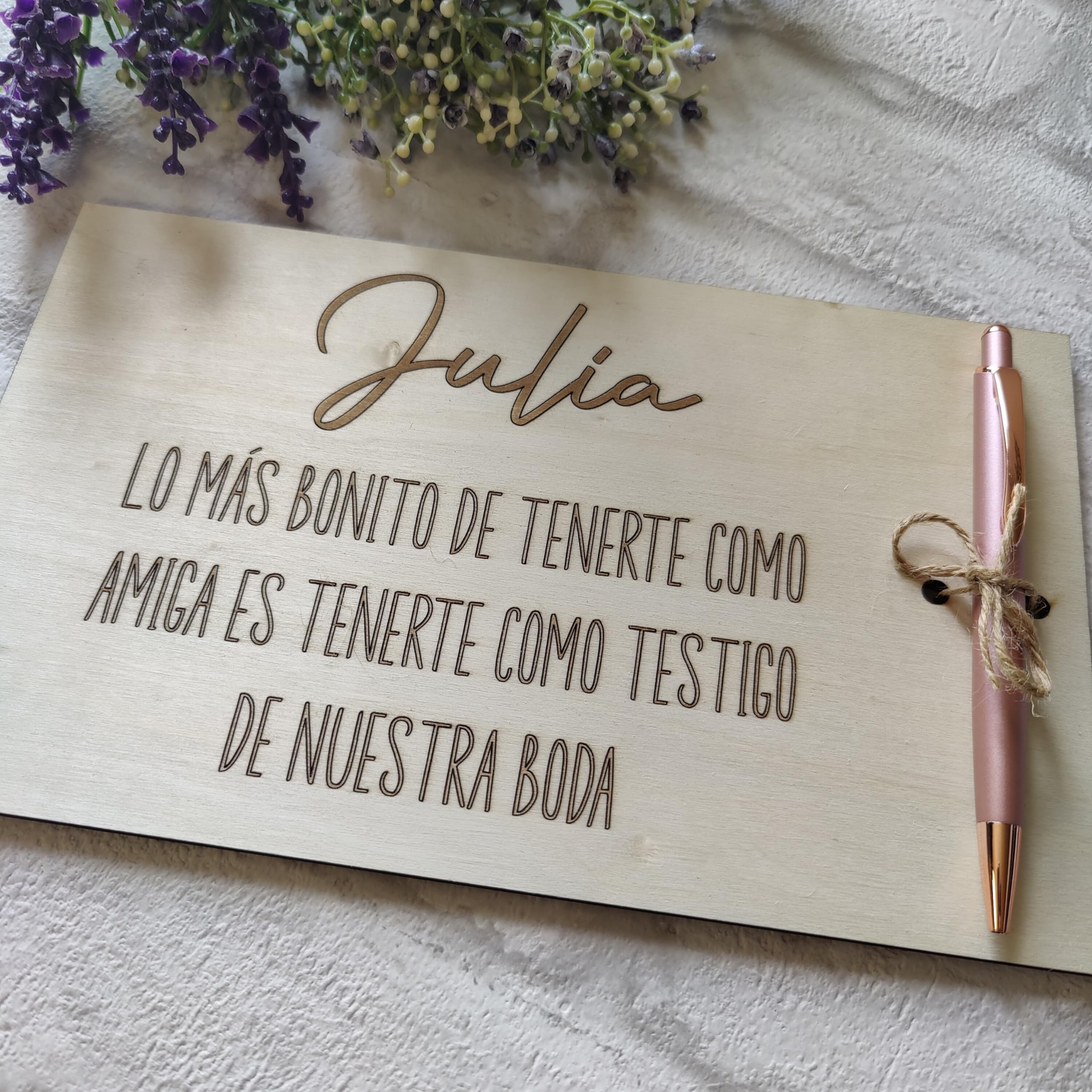 Placa de Madera Personalizada nombre con Bolígrafo ¿Quieres Ser Mi Testigo de Boda? Regalo original y único celebración invitados amigos familia sorpresa Bonito
