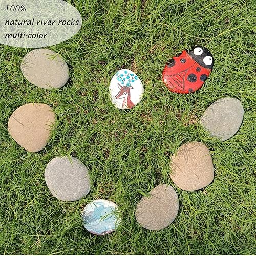 Miniatura 2 de EXJIOTA 10 rocas de río extragrandes para pintar, rocas planas de 3.9 a 4.7 pulgadas para pintar, rocas lisas para pintar, pintura rupestre para