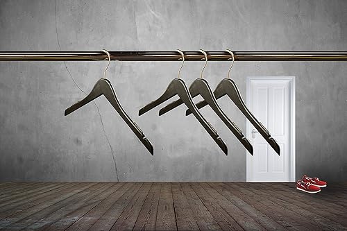 Miniatura 5 de NAHANCO 20217 - Percha superior plana de madera de 17 pulgadas con muescas, gancho cromado cepillado, negro (paquete de 100)