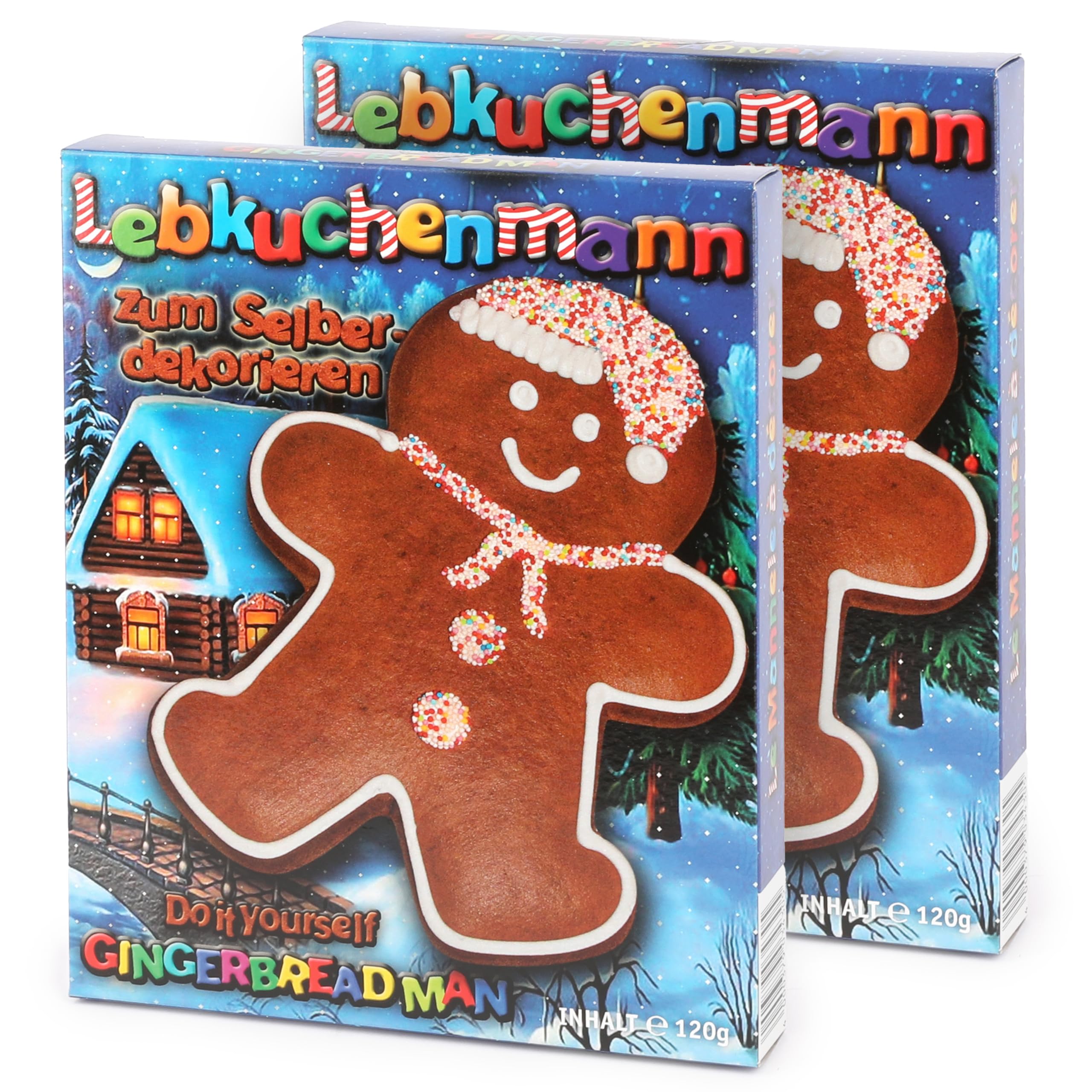 Pertzborn Lebkuchenmann zum Selberdekorieren – 2x 120g essbarer Weihnachtsdeko Spaß mit Nonpareilles – Lebkuchen perfekt als Weihnachten Deko oder Weihnachtsbaumschmuck – Aus Roggen- & Weizenmehl