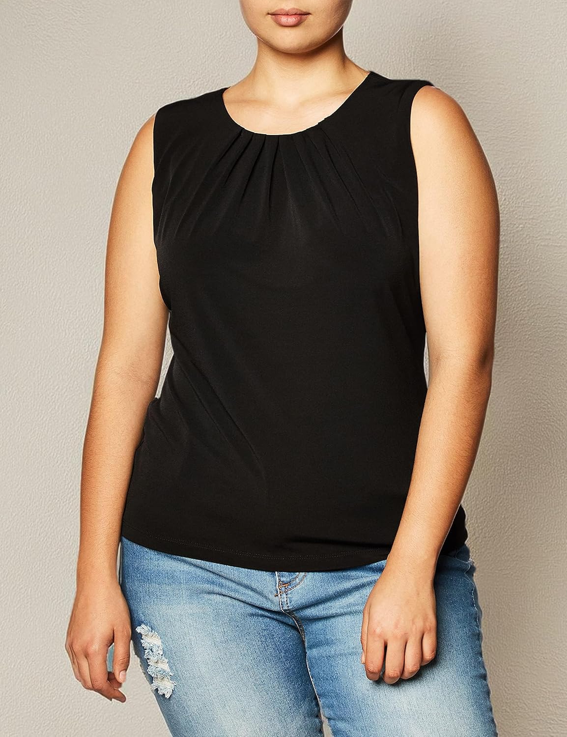 Calvin Klein Womens Pleat Neck Sleeveless Blouse - Image 5