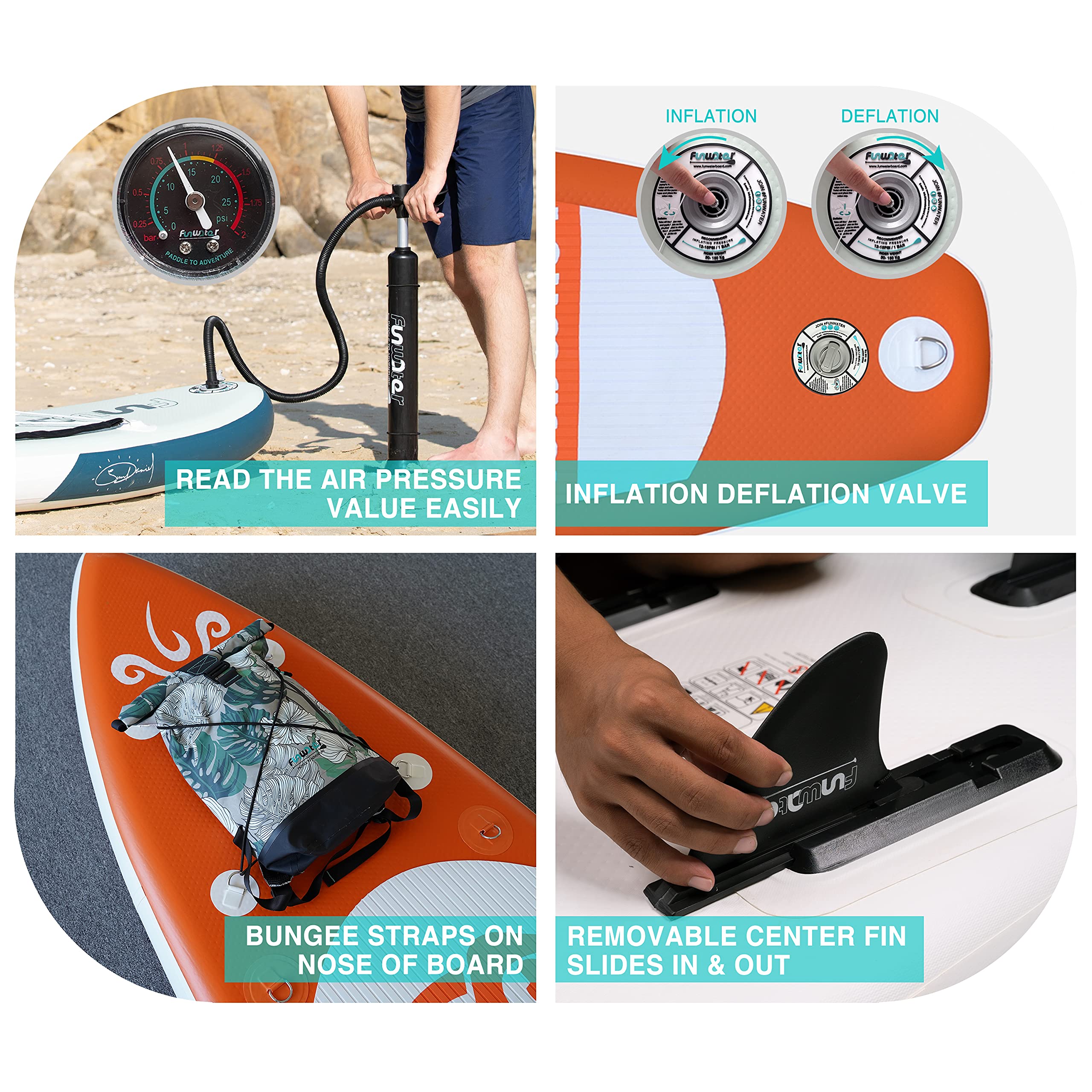 FunWater SUP Inflatable Stand Up Paddle Board 10'x31''x6'' UltraLight