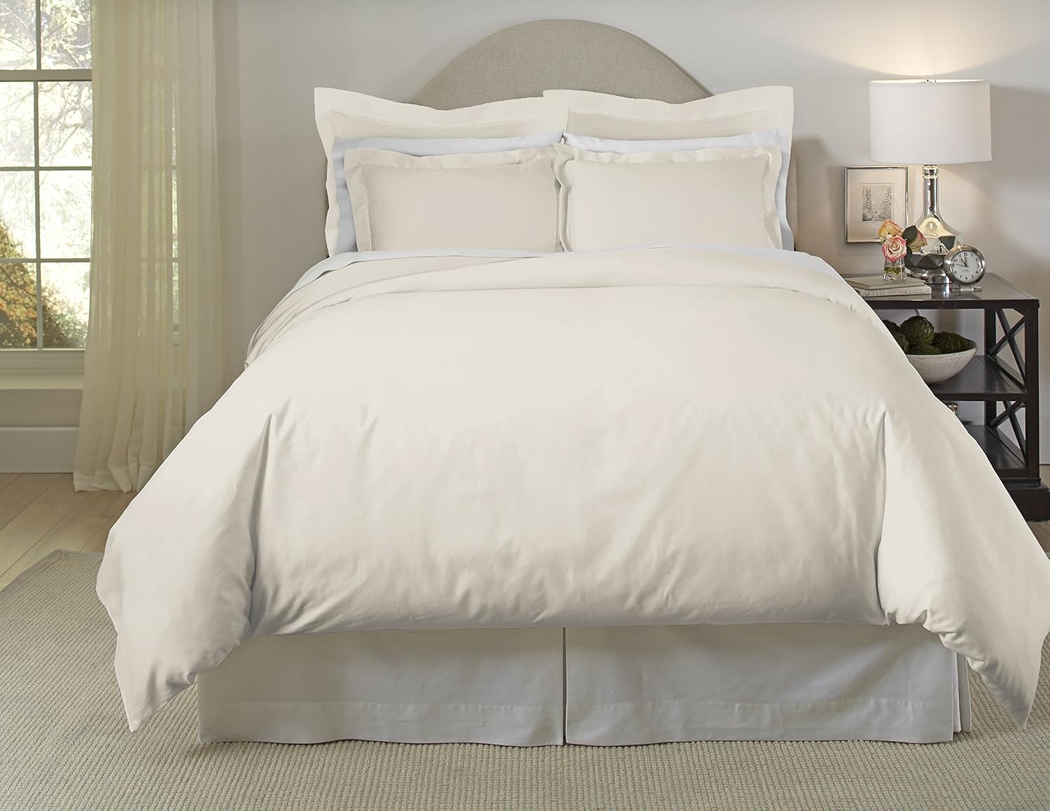 Pointehaven 620 Thread Count Cotton Oversized Solid Duvet Set - 3 Piece Bedding with Button Closure 100% Long Staple Cotton Duvet with Tie-Backs All Season King/Cal King White