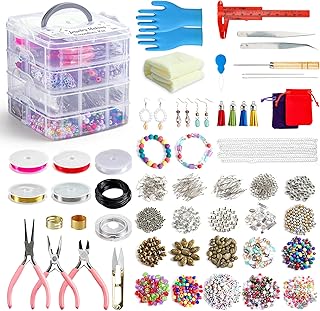 Inscraft - Kit para hacer joyas, suministros para hacer joyas, incluye cuentas de joyería, instrucciones, colgantes, accesorios, alambre para pulseras, collares, pendientes, gran regalo para niñas y adultos
