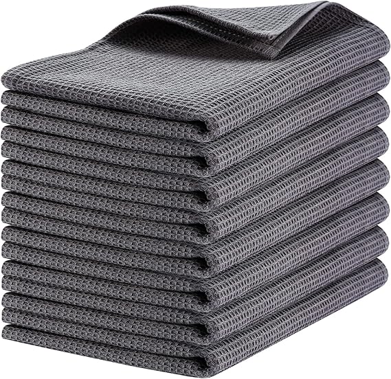 8 Pack Cotton Waffle Weave Kitchen Towels 17 x 25, Super