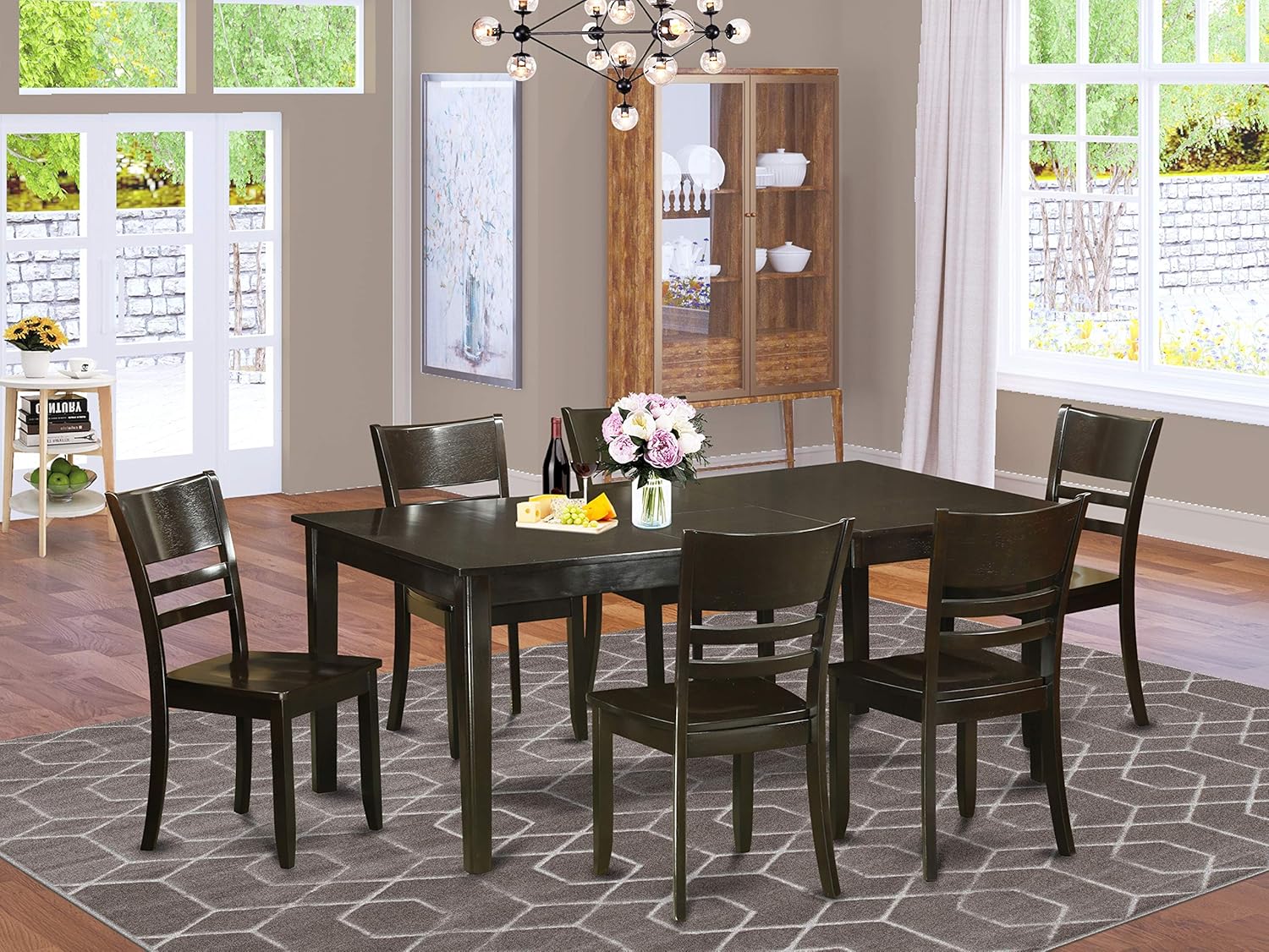 East West Furniture 7Piece Dining Room Table Set Included