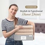 VIVIDECOR Trapezoid Closet Bins for Shelves – 12x12x10 Fabric Storage Baskets, Closet Organizers Bins, Open Front Fabric Baskets, Collapsible Organizer Boxes for Clothes, Linen – Light Grey, 3 Pack