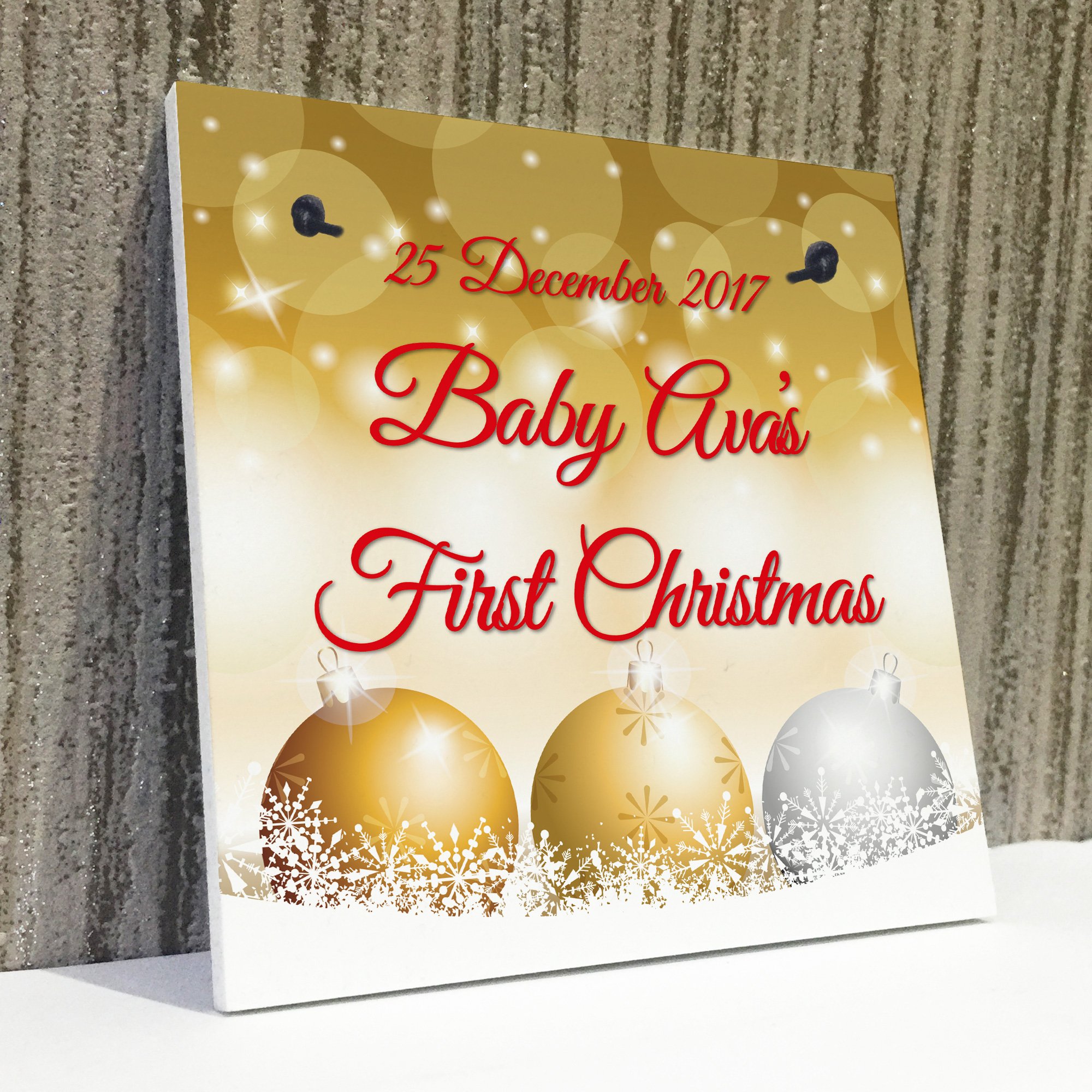 Red Ocean Personalised Baby First 1st Christmas Tree Bauble Decoration Hanging Plaque Keepsake Sign