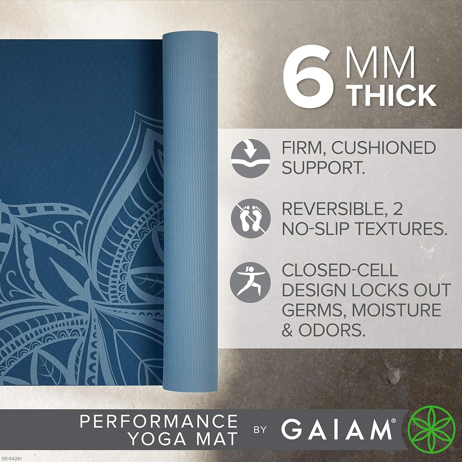 Gaiam Yoga Mat Performance TPE Exercise & Fitness Mat for All Types of Yoga, Pilates & Floor Exercises