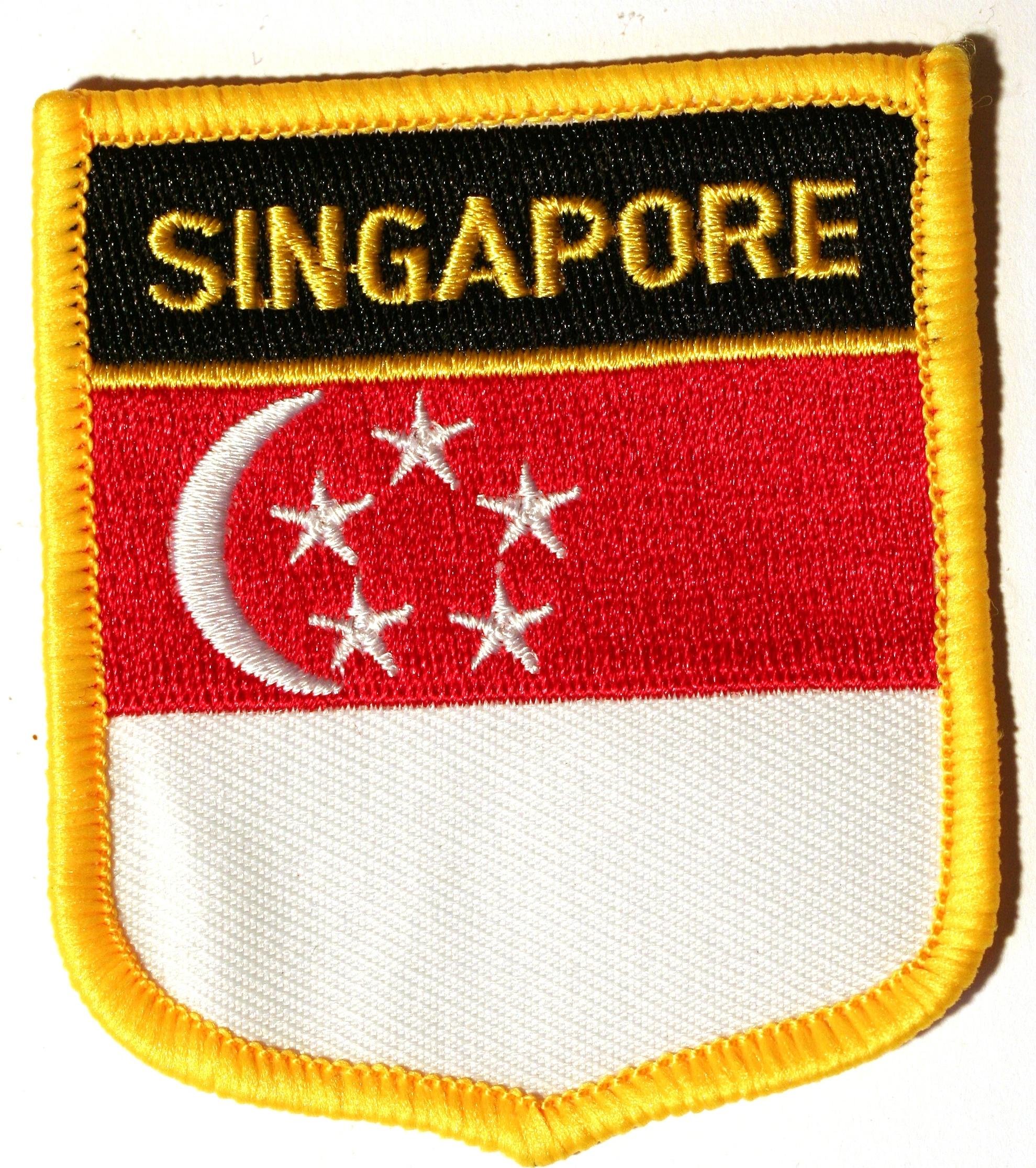 Buxton's Badges Unisex Multiple Singapore Embroidered Shield Flag Patch