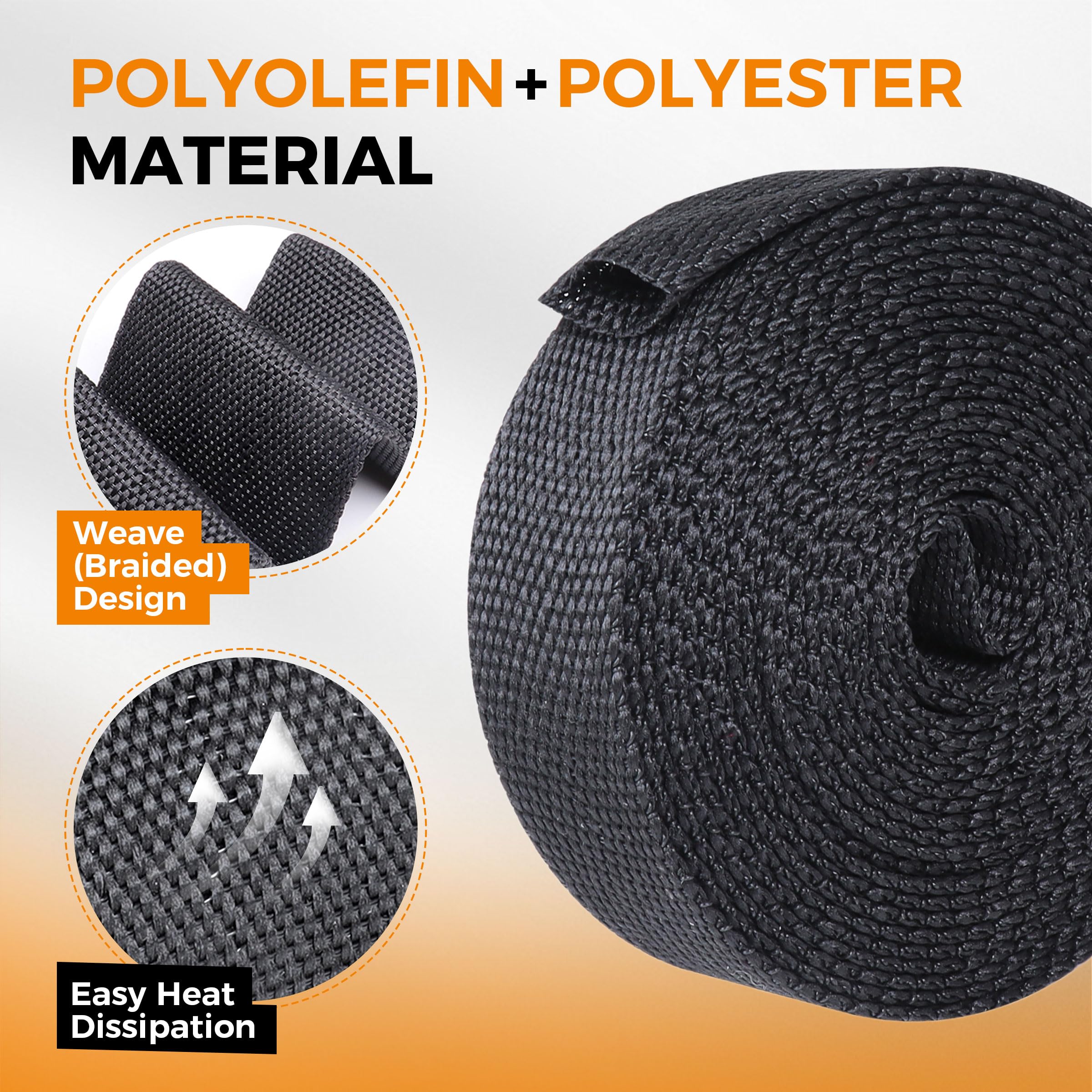 Protector de manguera termorretráctil plano negro de 2-1/4 pulgadas, resistente a la abrasión, funda protectora para cable para soplete de soldadura, manguera hidráulica (20 pies (240