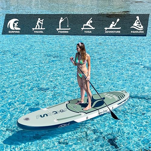 Vista 114 de FunWater Inflatable Stand Up Paddle Board with Premium SUP Paddleboard Accessories, Anti-Slip EVA Deck, 11'/10'6'' Paddle Boards for Adults & Youth