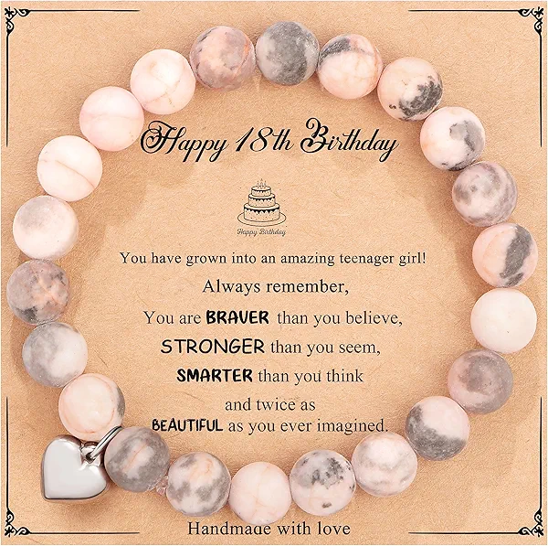 Yiyang 13th 16th 18th 21st 25th 30th 35th 40th 45th 50th 60th 65th 70th 75th 80th Birthday Gifts for Women, Natural Stone Bracelet Birthday Gifts for Women Mom Daughter Grandma Sister Coworker