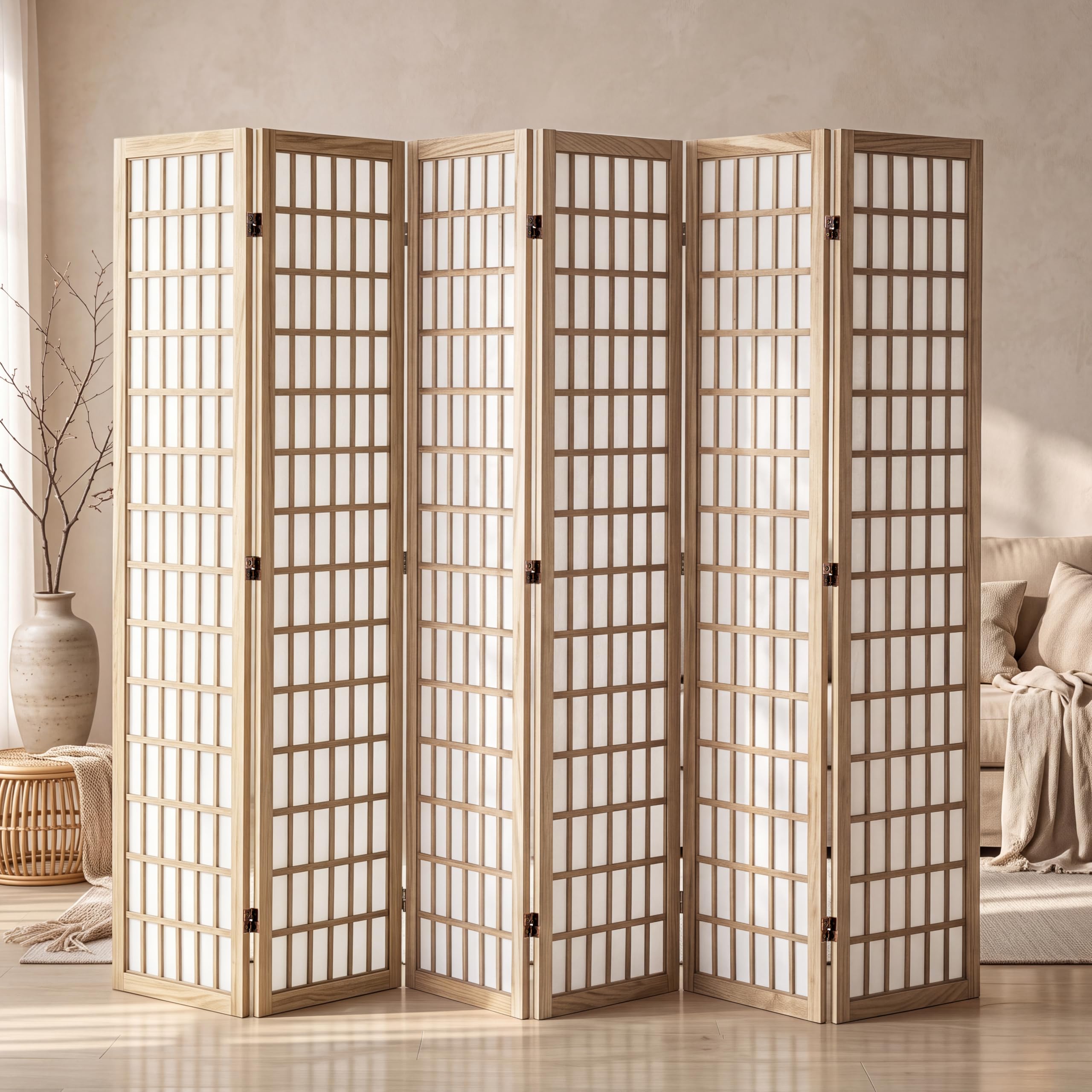 Photo 1 of VEVOR Room Divider, 6 Panel Japanese Room Divider, Folding Privacy Screen