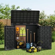 LHBGO Outdoor Storage Shed 36 Cu. Ft. Resin Garden Horizontal Storage Large Capacity Weather Resistant Storage Box, Lockable Resin Waterproof Shed
