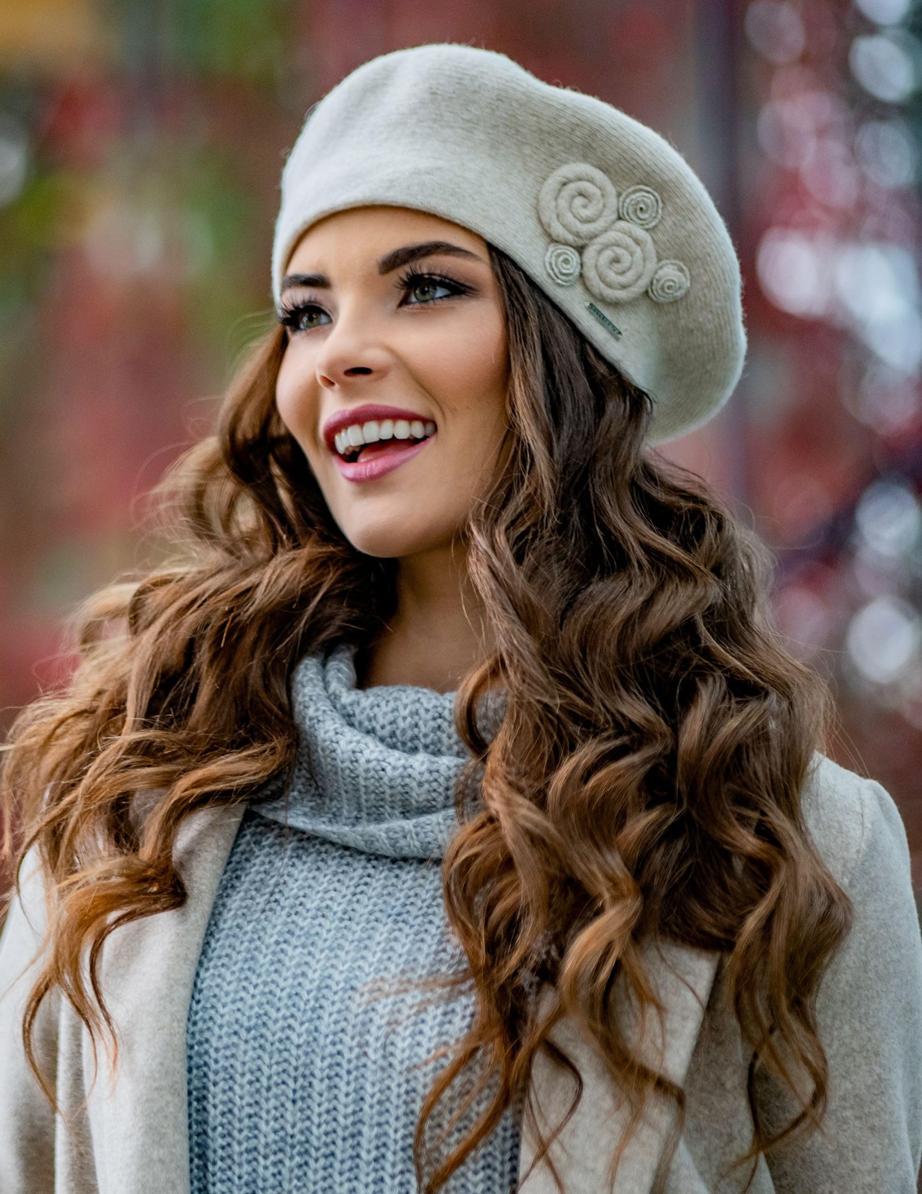 Vivisence Boina De Mujer para Invierno Otoño Elegante para Damas Tejido Cálido Otoño E Invierno Ajuste Estilo Clásico Ideal para Cada Día 7037