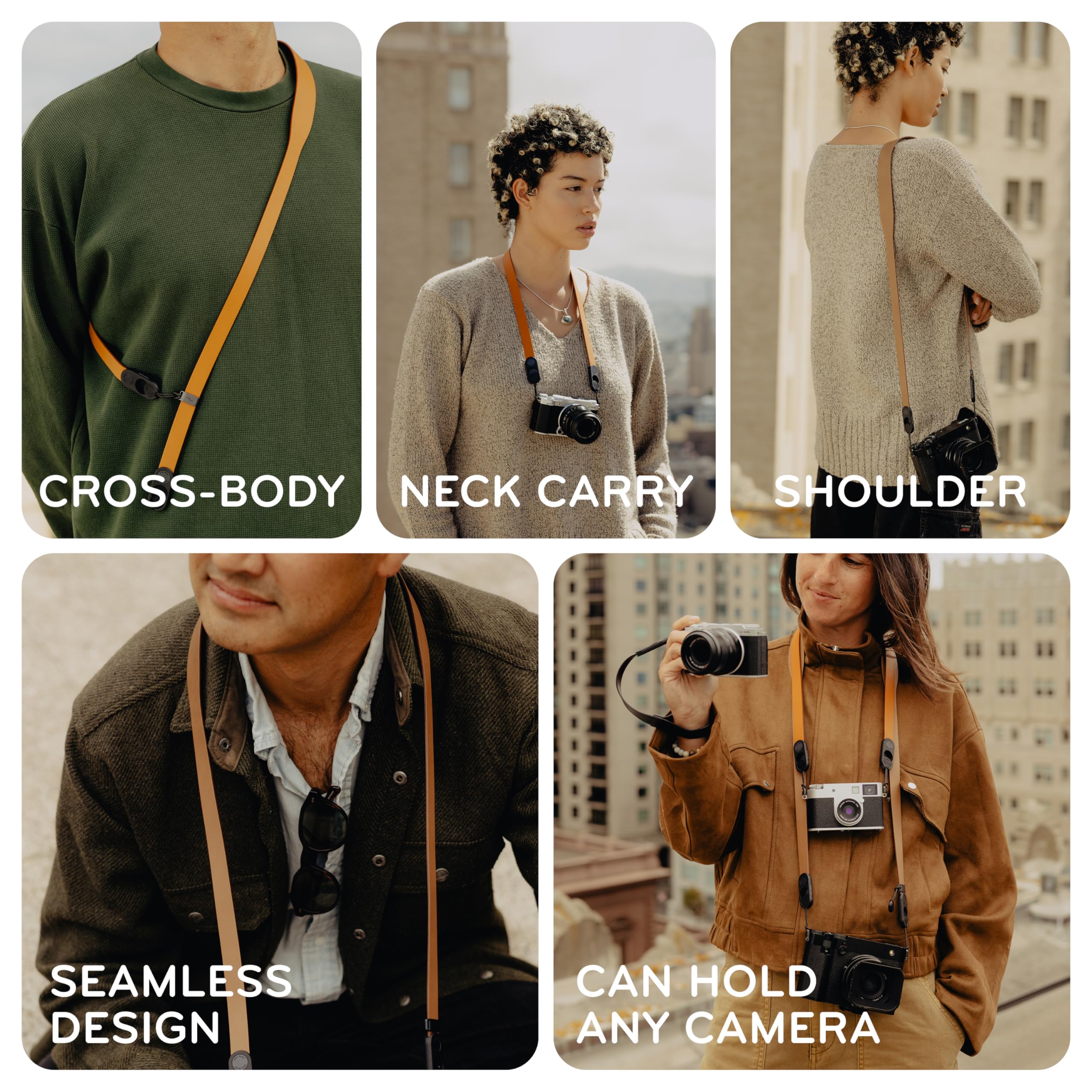 Peak Design Leather Form Kameragurt Schwarz Vollnarbig 46,65 Zoll Standard Cross-Body, Feste Länge, Schnellverschluss & Verbindung, Integrierte Hardware, 90.7 kg Kapazität, Kameragurte für Fotografen