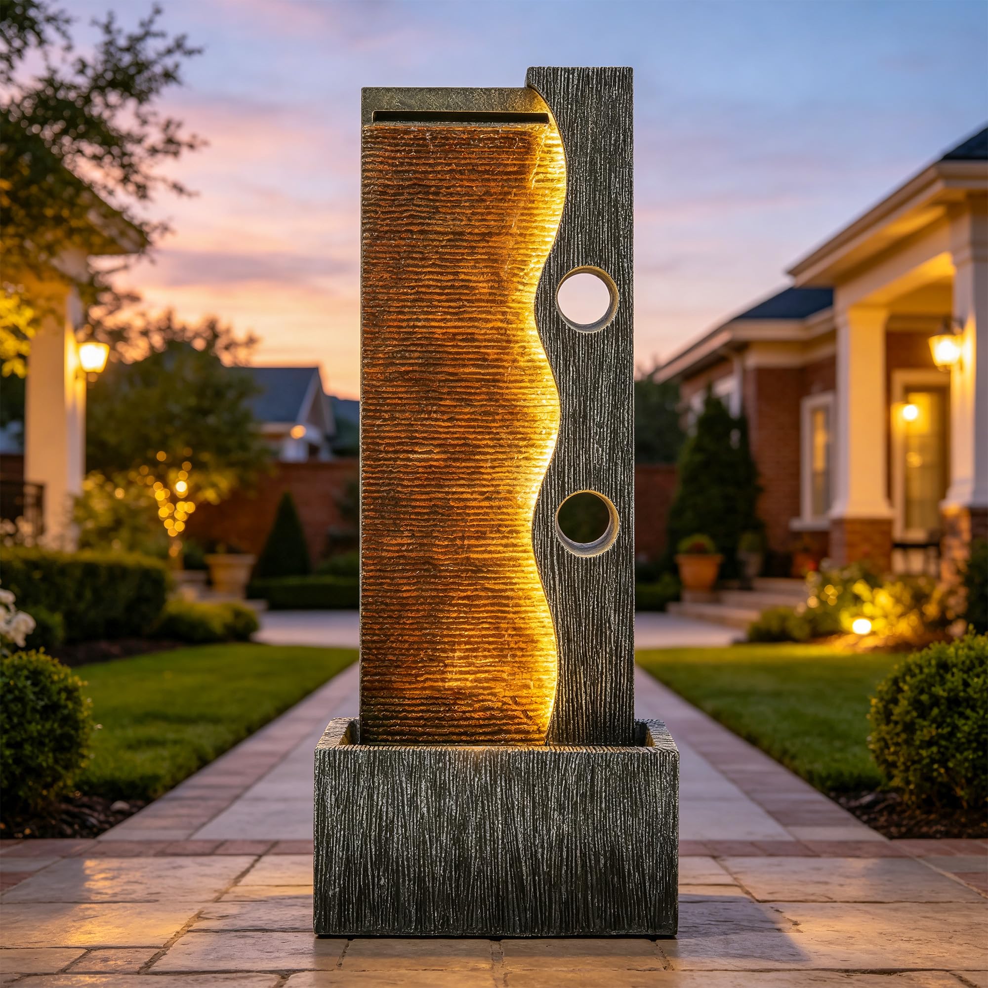 AUTODAYA 39' Zen Faux Slate Fountain