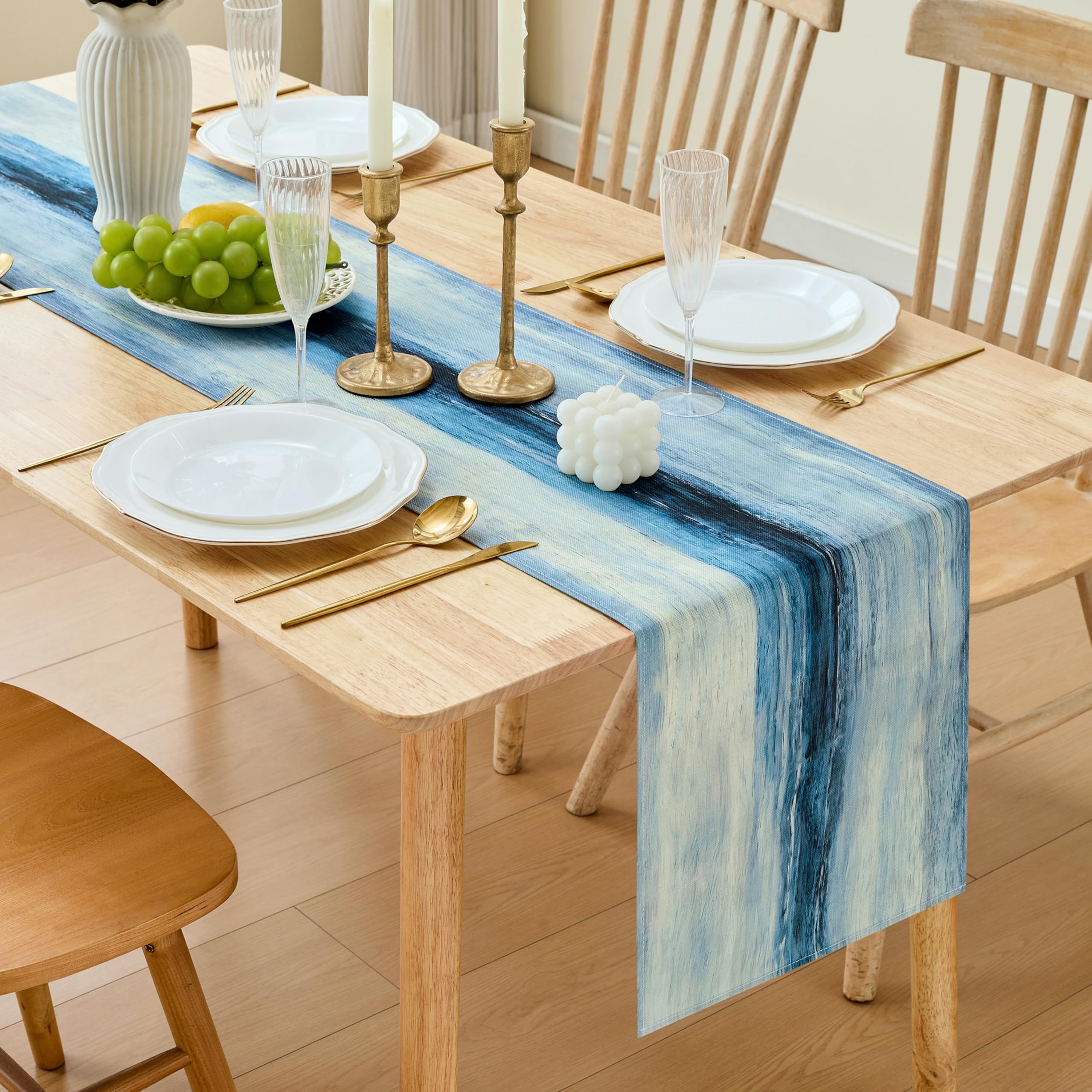 MAIBAOTA Blue Waterproof Modern Table Runner