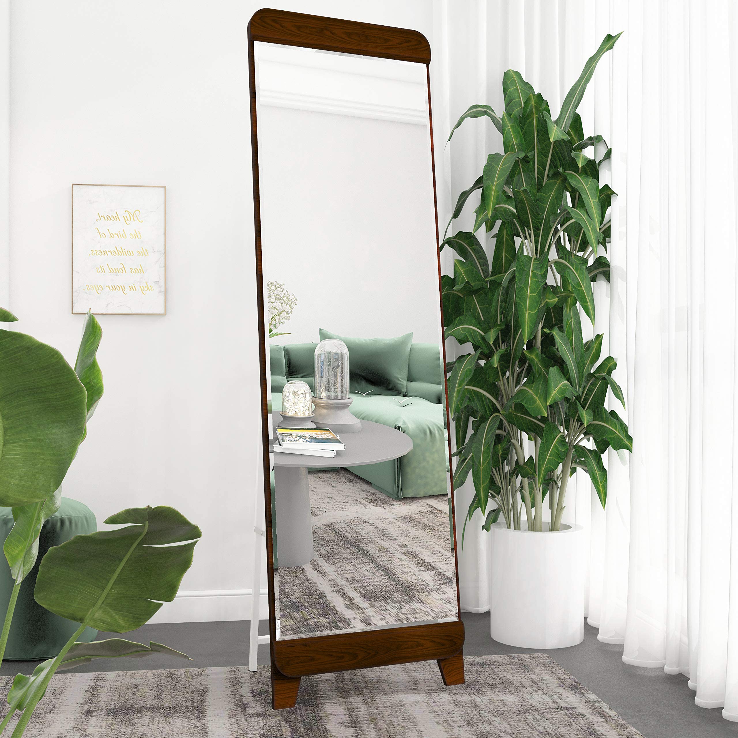 Honyee Full Length Mirror, Wooden Framed Mirror, Floor Mirror Full Body