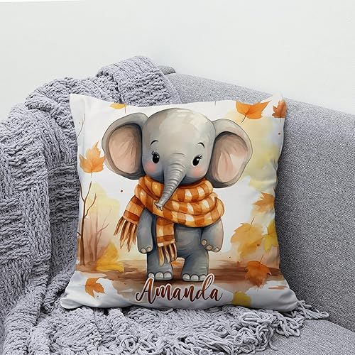 Miniatura 5 de Hyturtle Almohada personalizada con diseño de hojas de arce de elefante de otoño (inserto incluido)  Regalos para los amantes del otoño  Regalos de