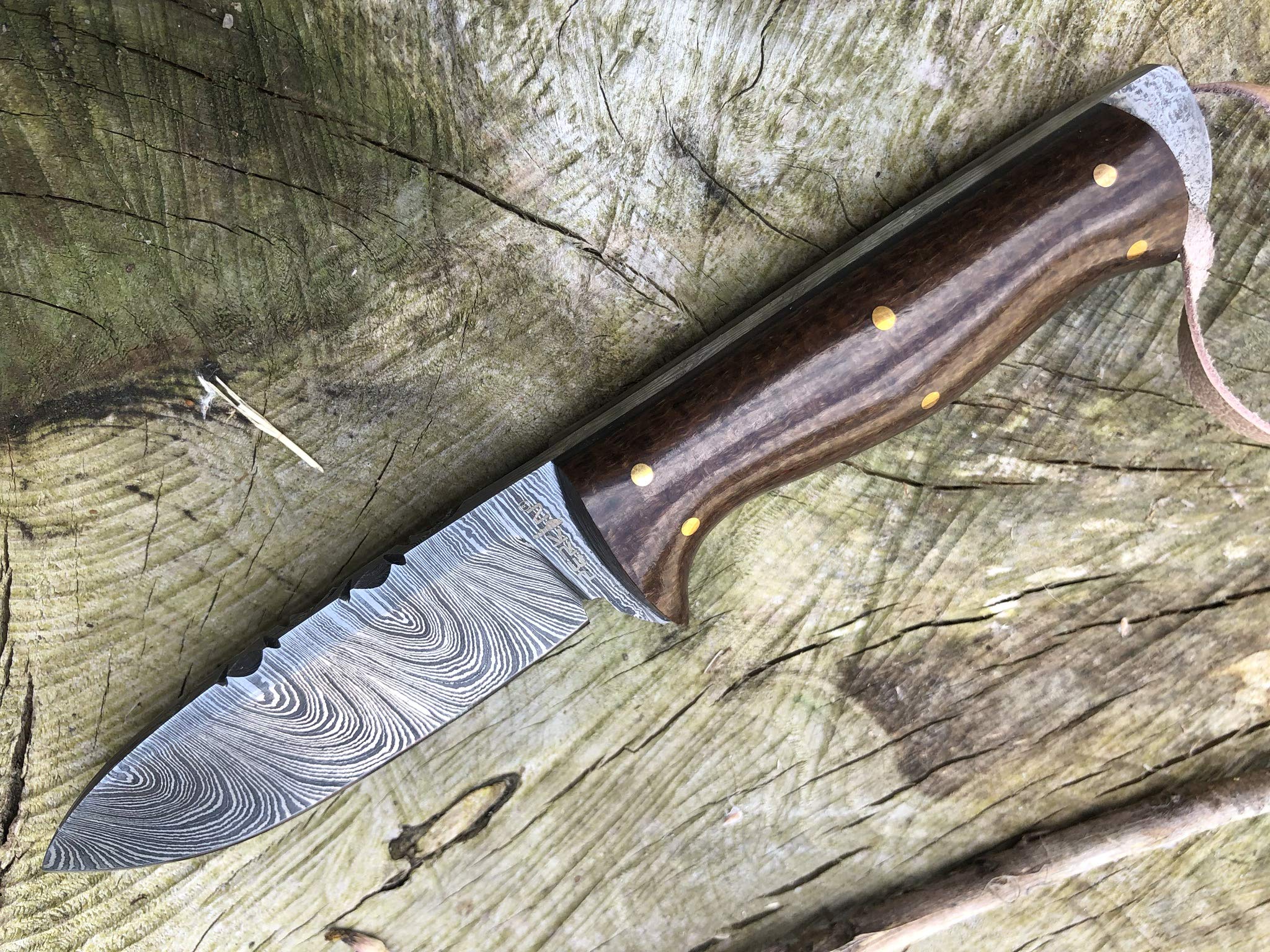 Perkin Coltello da Caccia Damasco con Coltello Sharpcraft a Lama Fodera SK1300