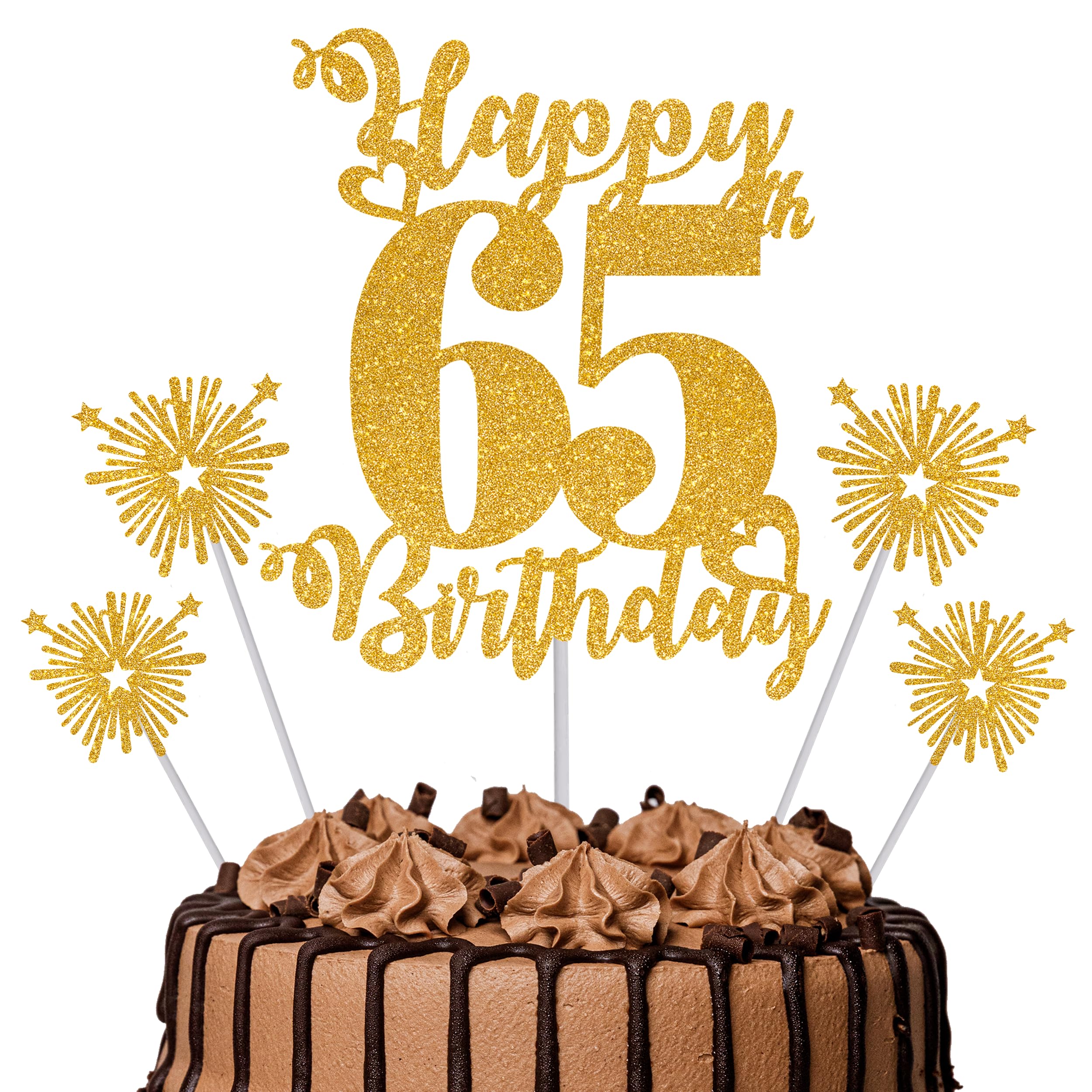 Gold Glitter 96th Birthday Cake Topper Set – 5 Piece Premium Glitter Birthday Decoration & Party Supplies for Men, Women & Kids – 96th Birthday — view 69