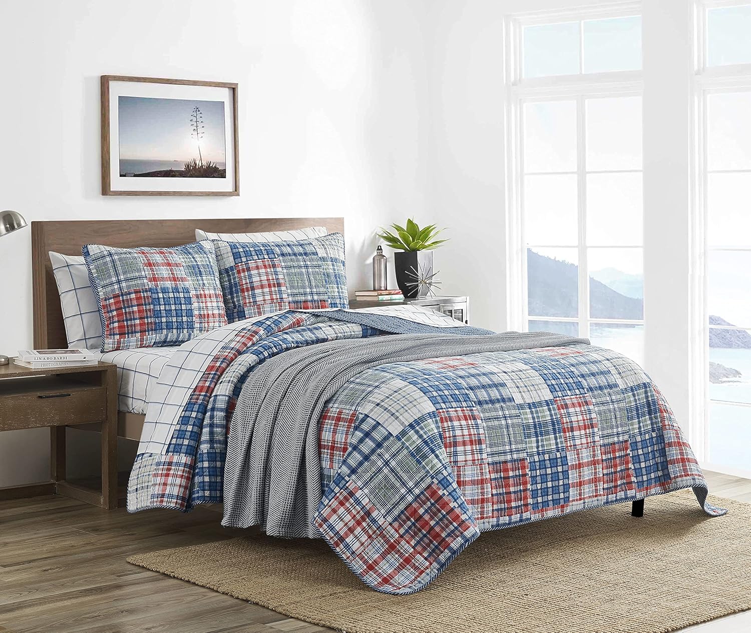 Nautica - King Size Quilt Set, All Season Cotton Home Bedding, Lightweight & Reversible (Raeford Blue, King)