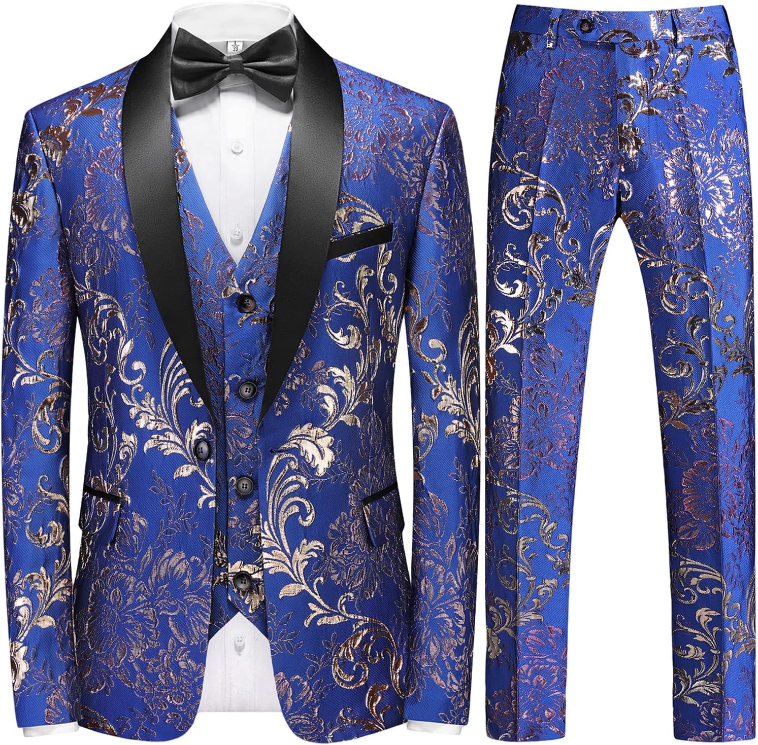 Men's Suit 3 Piece Satin Shawl Lapel Blazer Jacket Vest Pants Tuxedo Set for Wedding Prom Dinner Party