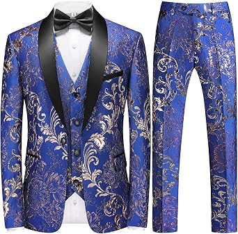 Mens Suit 3 Piece Satin Shawl Lapel Blazer Jacket Vest Pants Tuxedo Set for Wedding Prom Dinner Party
