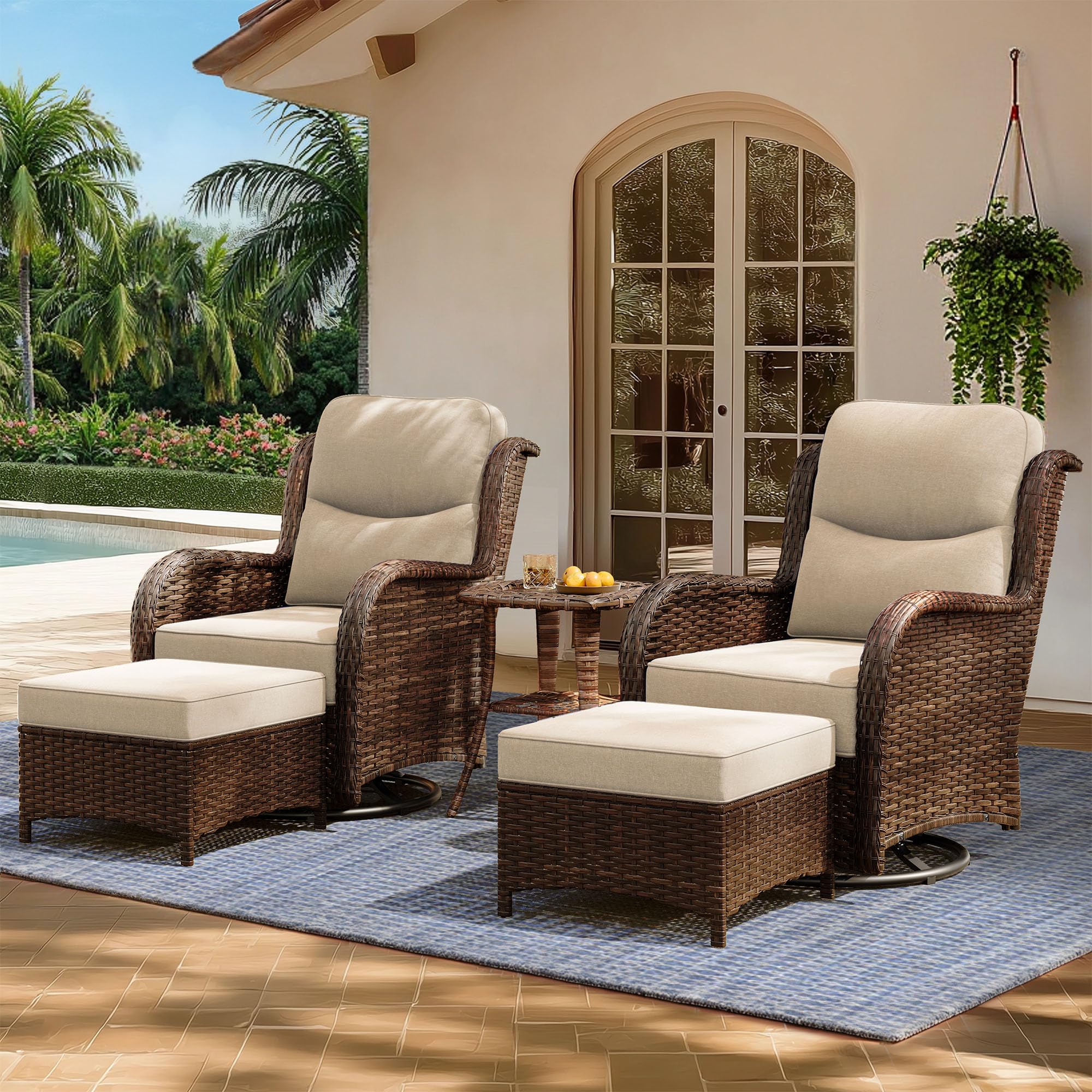 HILLGA Luxury Outdoor Patio Furniture Set with 6-Inch Thick Cushions